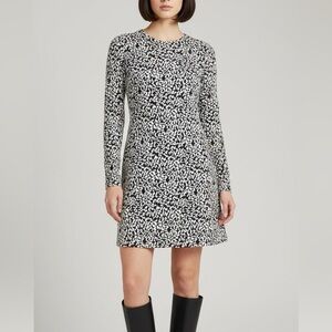 REFORMATION Kenmare Mini Dress Lechat Animal Print Black White